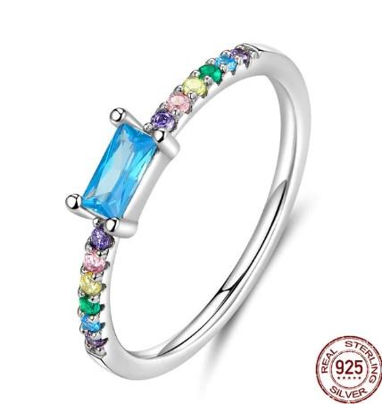 Silver Simple Blue Opal Ring