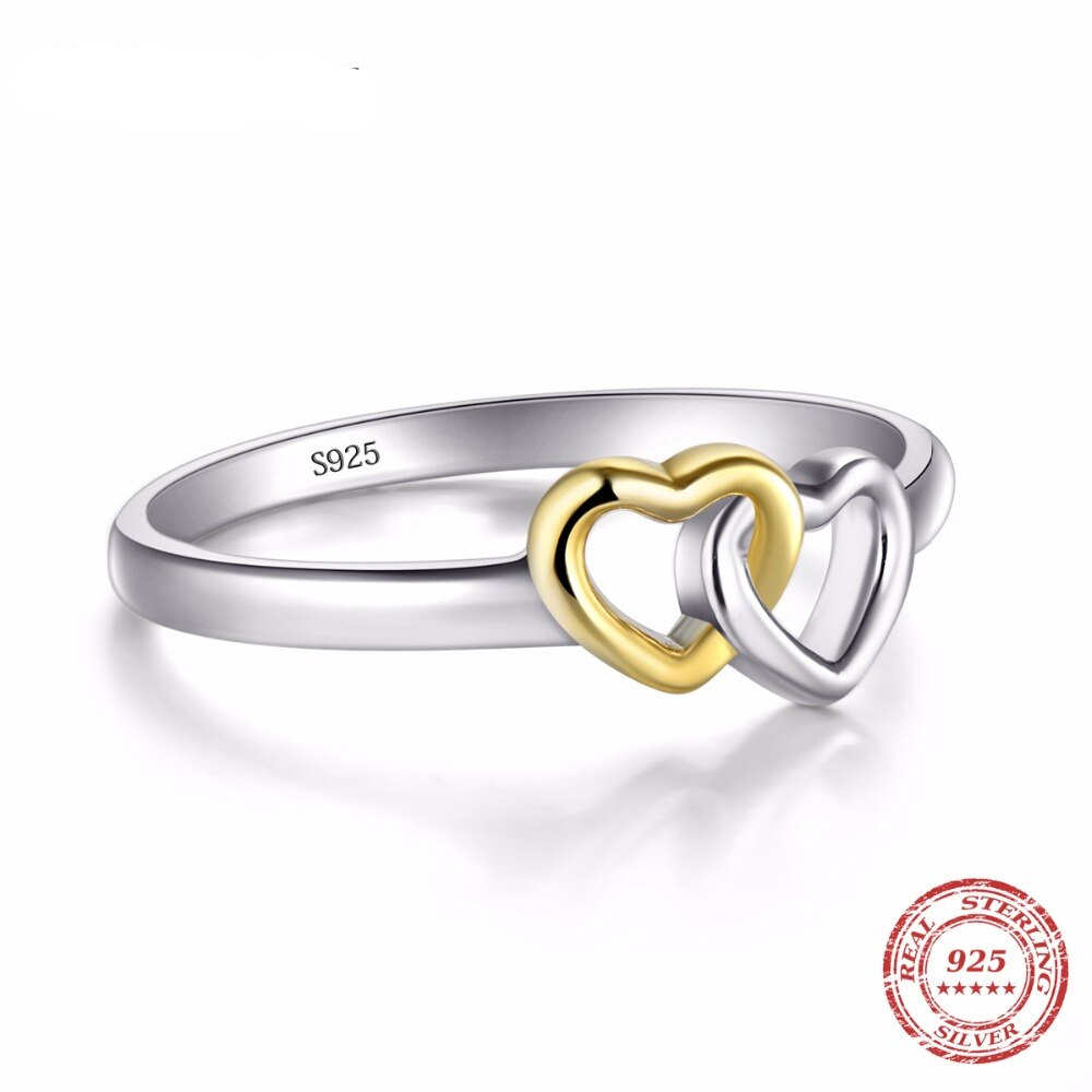 Sterling silver connected heart ring