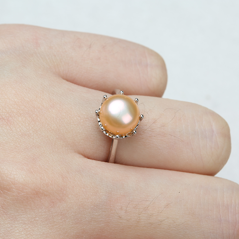 Crown Shaped 925 Silver Ring for Women with Natural Pearl