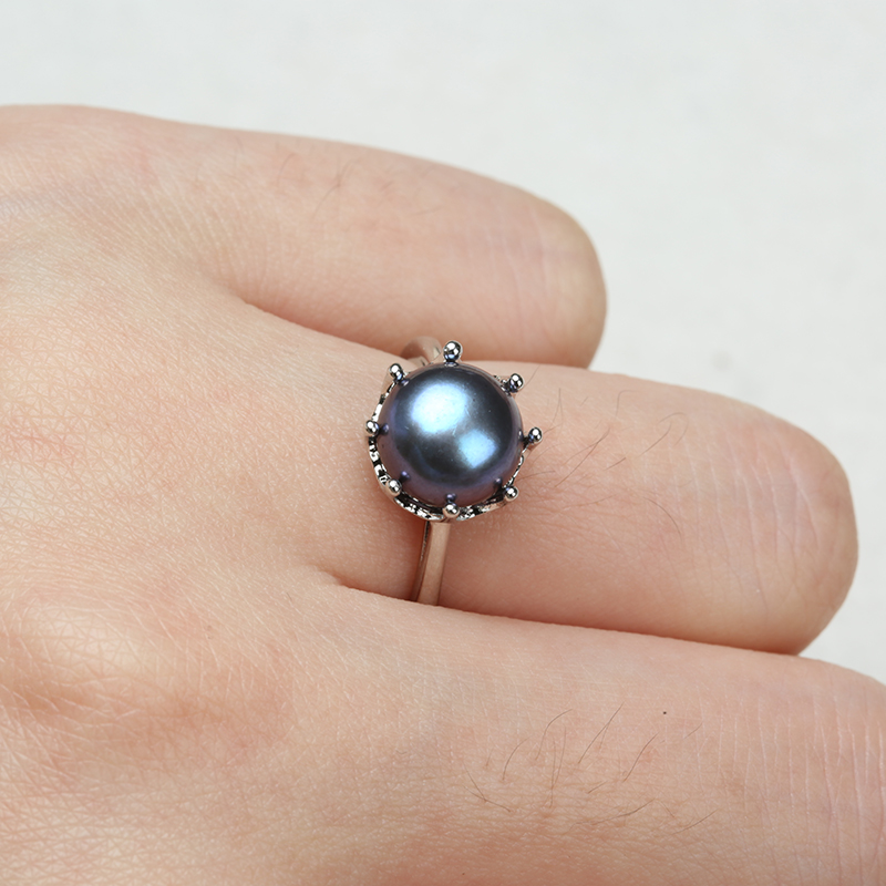 Crown Shaped 925 Silver Ring for Women with Natural Pearl