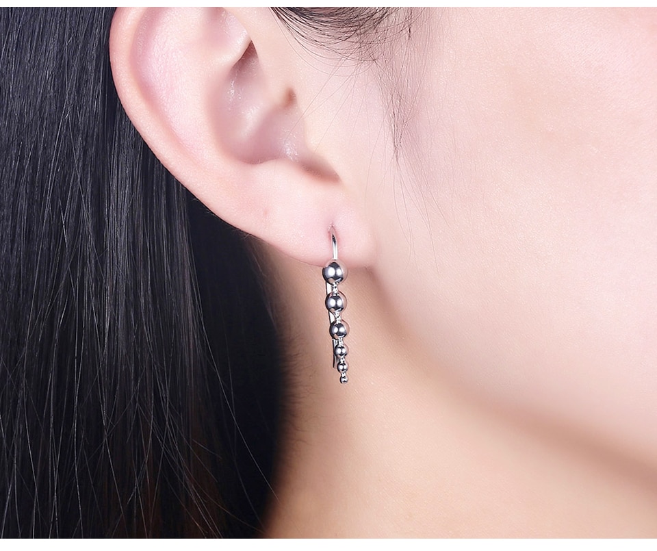 Women's 925 Sterling Silver Ball Bead Earrings