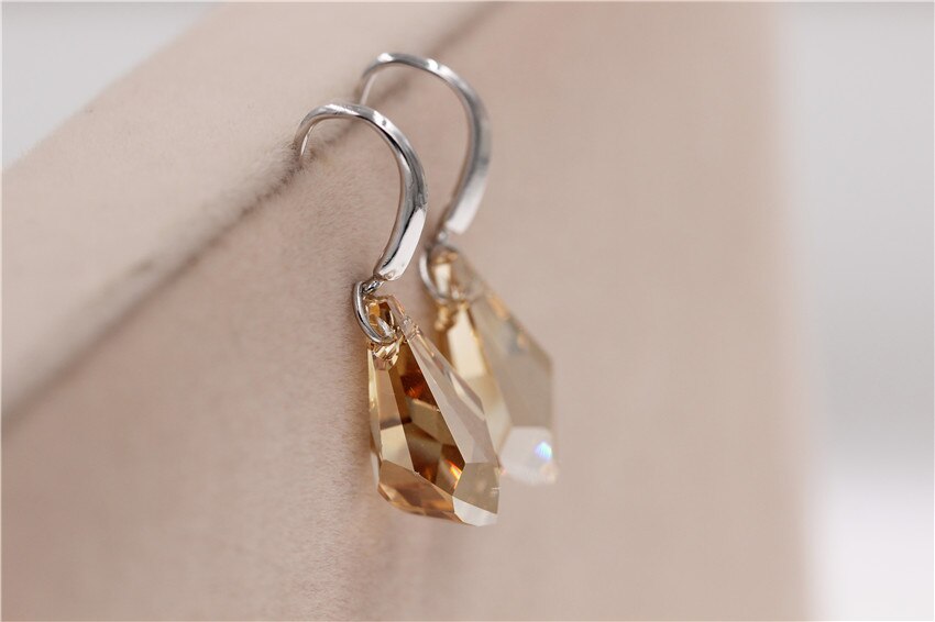 Women's 925 Sterling Champagne Crystal Earrings