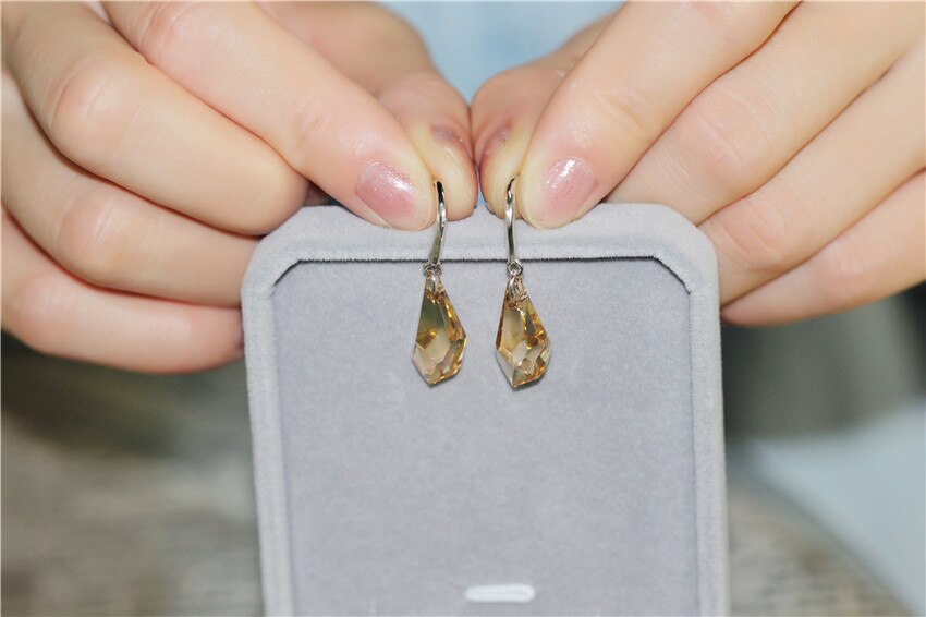 Women's 925 Sterling Champagne Crystal Earrings