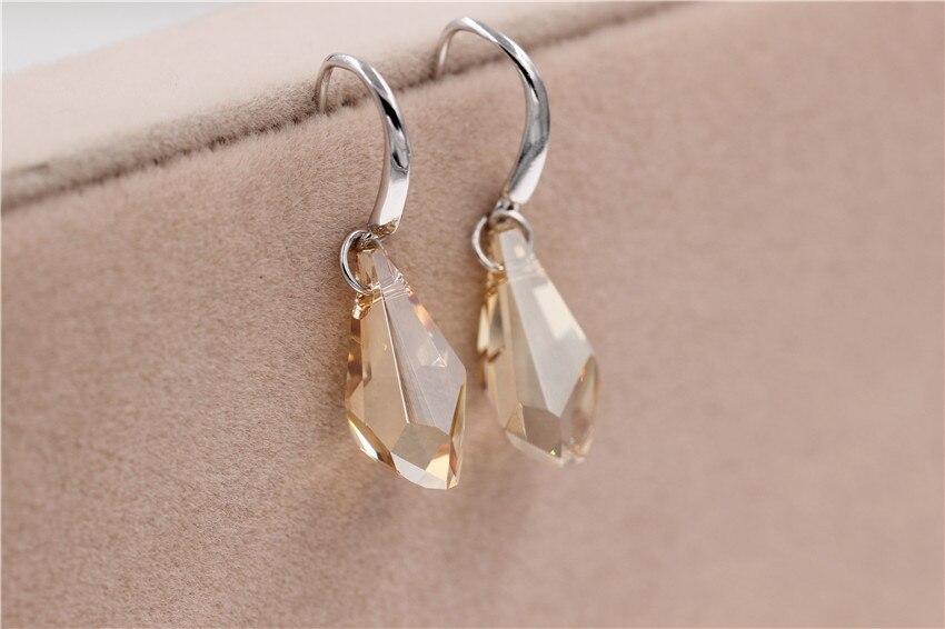 Women's 925 Sterling Champagne Crystal Earrings