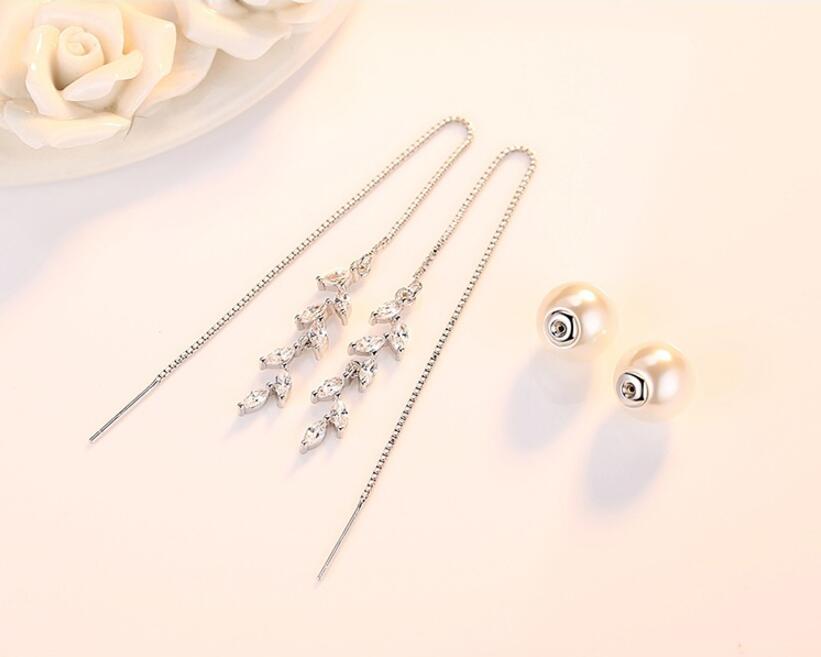 Women's Silver 925 Sterling Silver Long Earrings