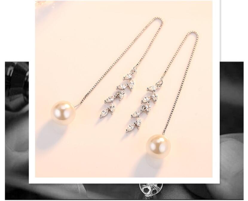 Women's Silver 925 Sterling Silver Long Earrings