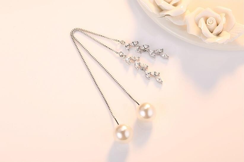 Women's Silver 925 Sterling Silver Long Earrings