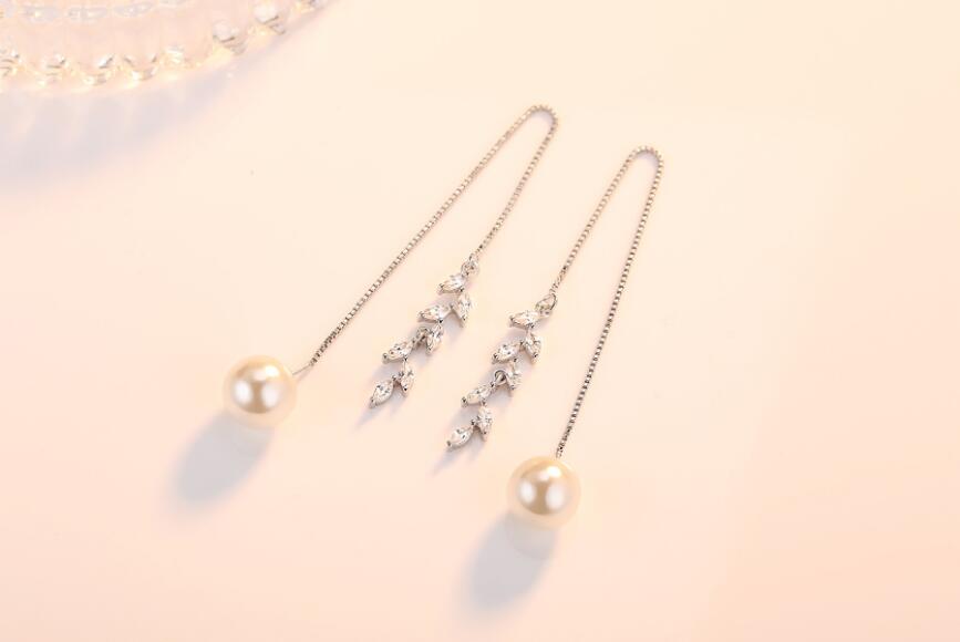 Women's Silver 925 Sterling Silver Long Earrings