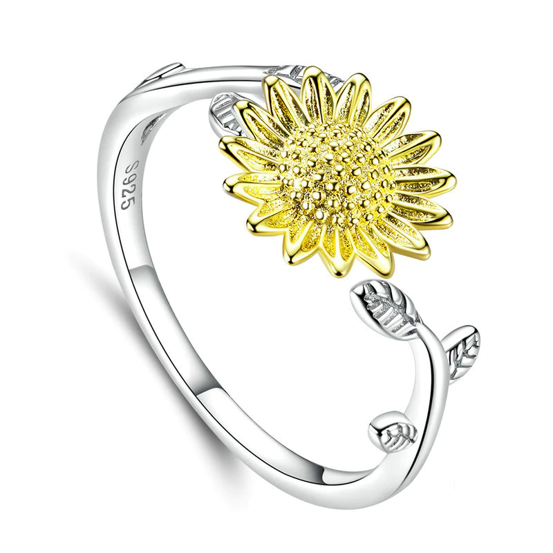 Sterling silver sunflower ring