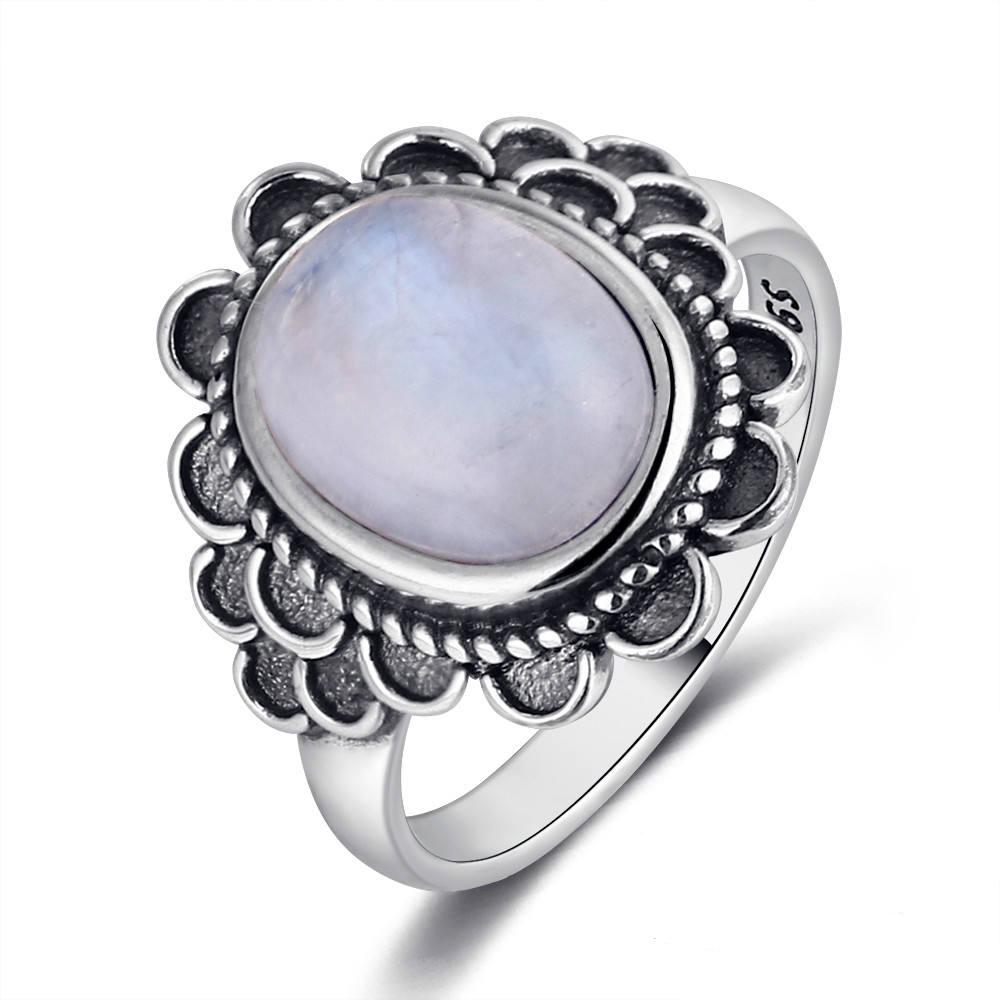 Natural Moonstone rings Sterling Silver - R529MS