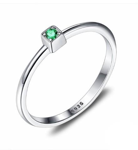 Orange cubic zirconia Silver ring